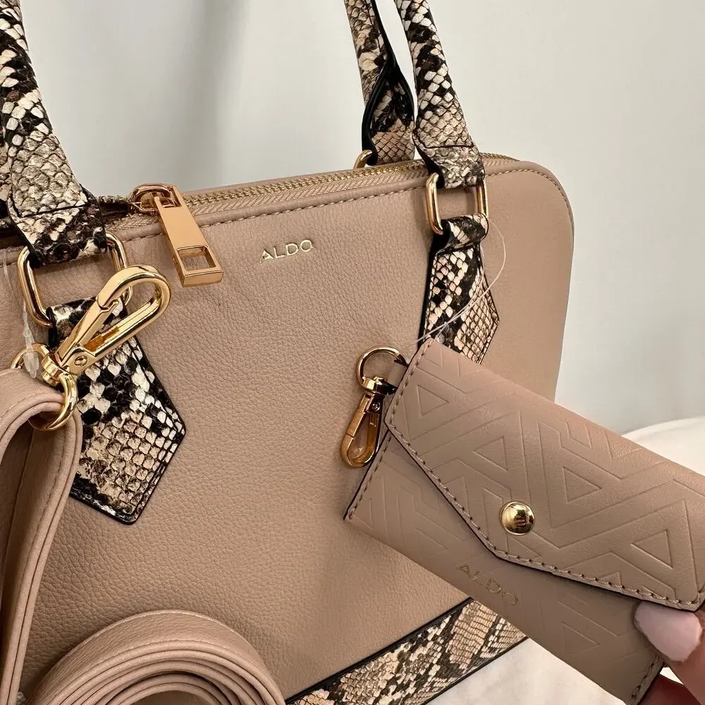 Aldo Women's Galilini Snake Accent Satchel Handbag Purse New with tags
